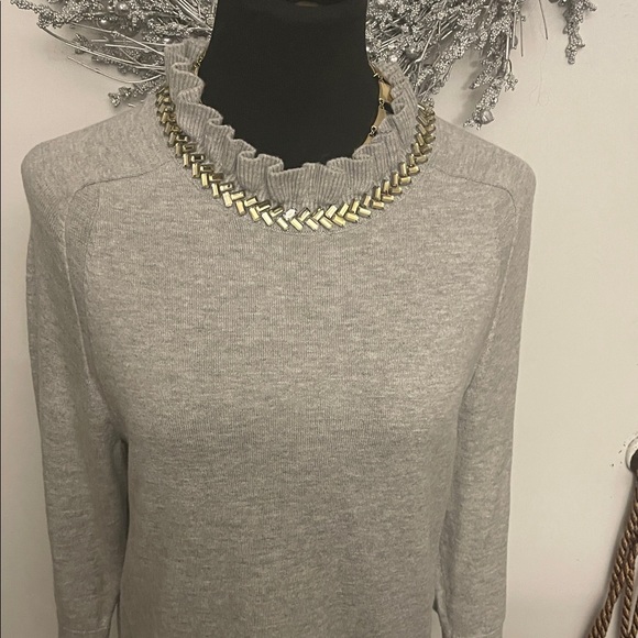 Talbots Gray Ruffle Neck Sweater - Picture 2 of 6